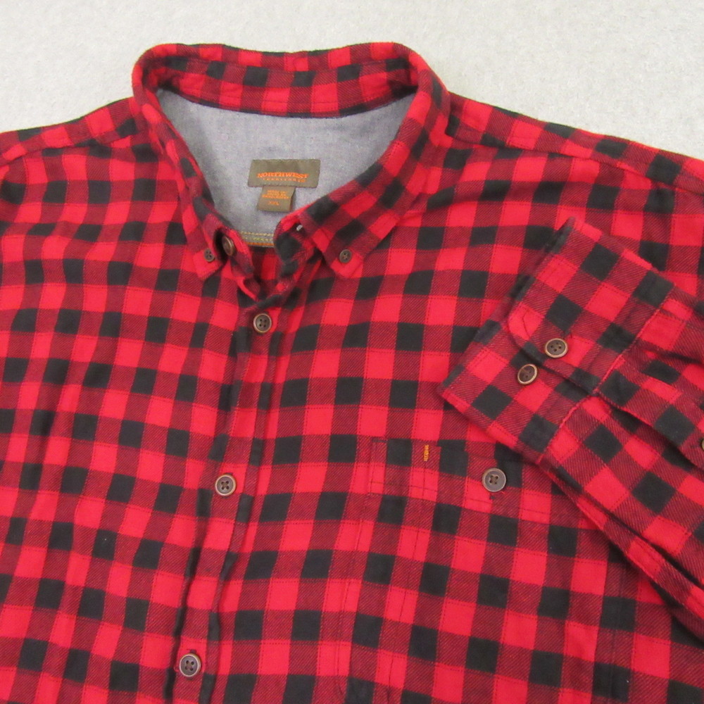 Northwest Territory Mens‎ Button Down Flannel Shirt 2XL Red Plaid Pocket